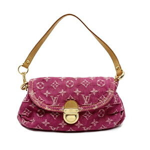 Louis Vuitton Monogram Denim Pleaty Handbag Fuchsia Pink